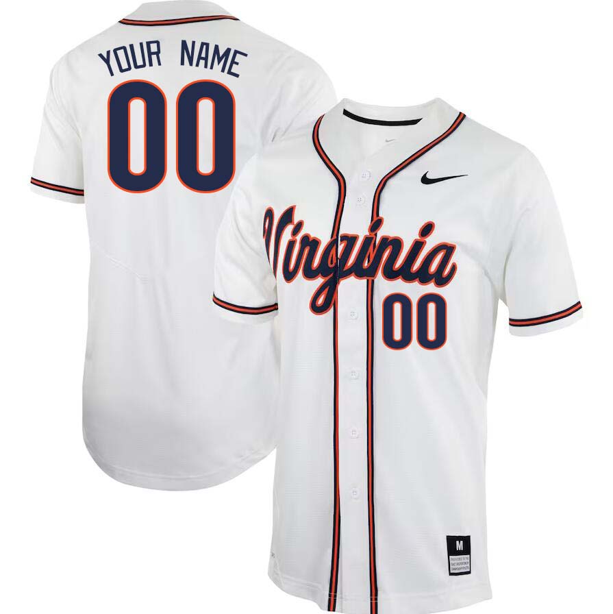Custom Virginia Cavaliers Name And Number College Baseball Jerseys Stitched-White